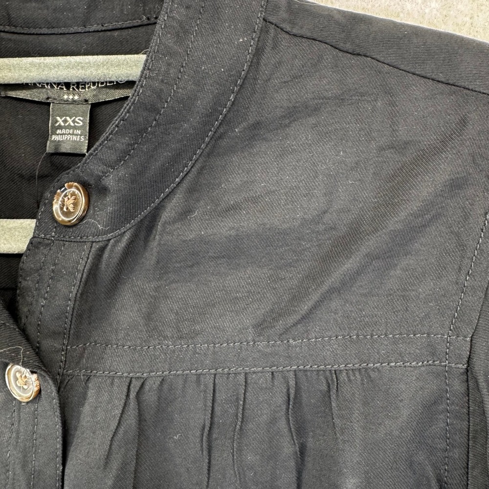Banana Republic Womens XXS Black Mandarin Collar Balloon Sleeve Blouse NWT - Picture 6 of 8